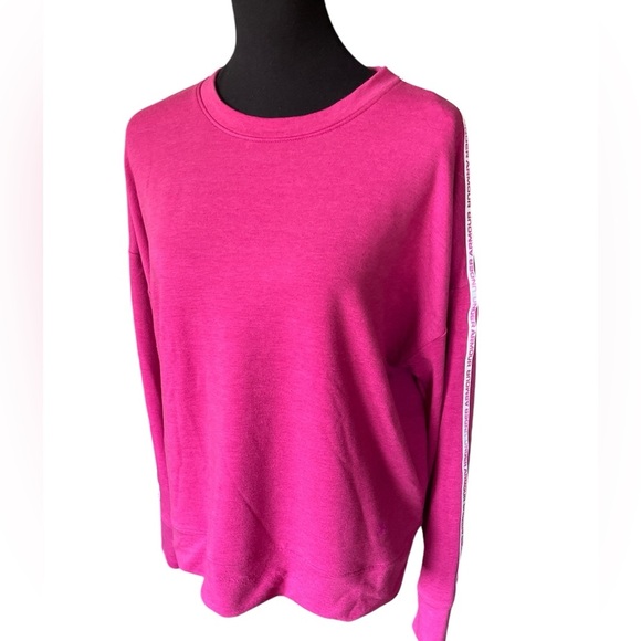 Under Armour UA Dark Pink Rival Terry Taped Crew Sweatshirt, Size Large, - Picture 5 of 11